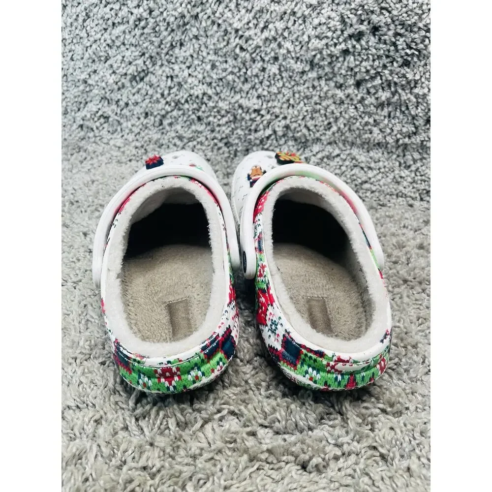Crocs Classic Lined Holiday Christmas Charm Clogs Womens Size 7 Men Size 5